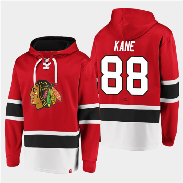 Men's Chicago Blackhawks #88 Patrick Kane Red All Stitched Sweatshirt Hoodie